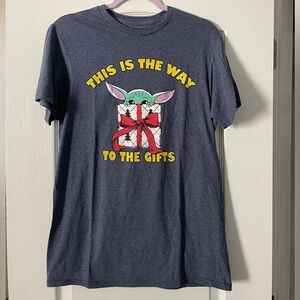 Star Wars, Medium, Blue, Baby Yoda Christmas T-Shirt